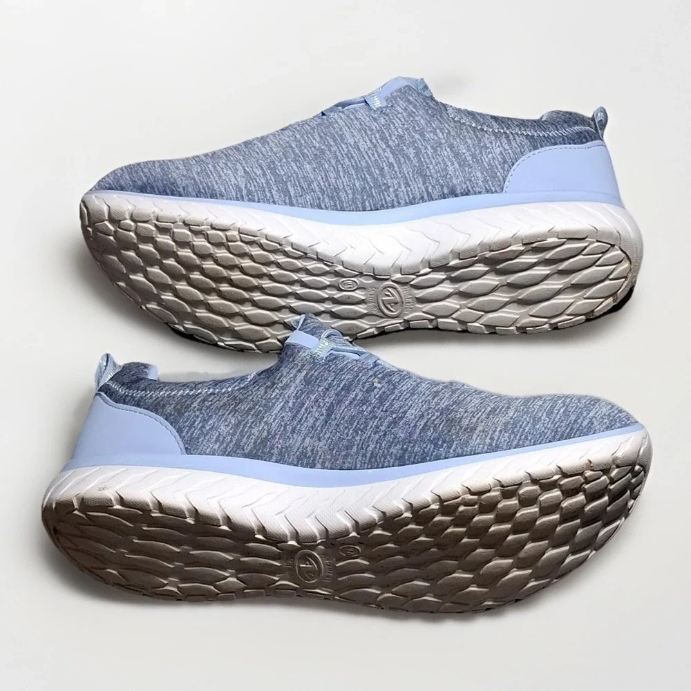 Athletic Works Womens Light Blue Space Dye Knit Slip On Bungee Sneakers 9W